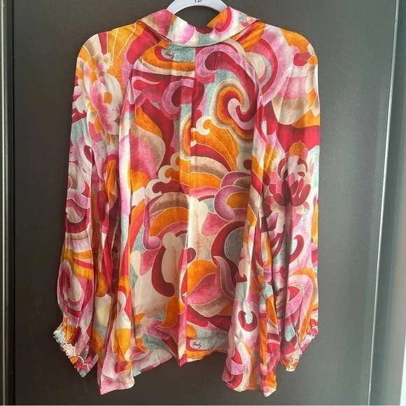 CHUFY Fuli Blouse Hem Orange Oversized Fit Size XS - Picture 2 of 9